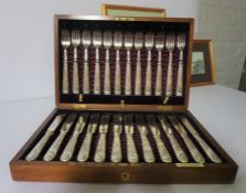 Boxed Set of Twelve Silver Plated Fish Knives and Forks, Also with some Bone Handled Cutlery, In a