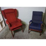 Two Fireside Armchairs, 93cm, 112cm high, (2)