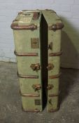 Vintage Canvas Travel Trunk, 35cm high, 92cm wide