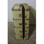 Vintage Canvas Travel Trunk, 35cm high, 92cm wide