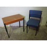 Three Office Stacking Chairs, With a Table, (4)