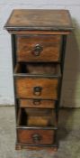 Hardwood Apothecary style Chest of Drawers, 77cm high, 28cm wide, 28cm deep