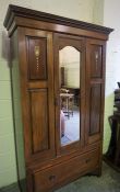 Mahogany Inlaid Mirror Door Wardrobe, 198cm high, 120cm wide, 51cm deep