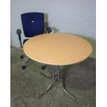 Office Circular Table, 75cm high, 90cm wide, With Chair, (2)