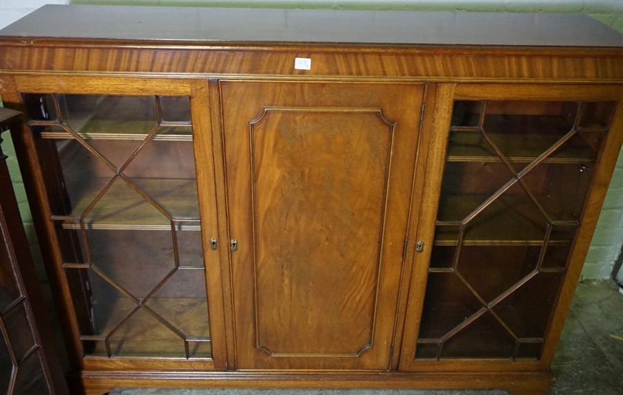 Reproduction Bureau Bookcase, Having two Glazed Astragal Doors above a Fall Front and four Graduated - Image 4 of 5
