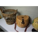 Mixed Lot of Sundries, To include a Fishing Creel, Globe, Fish Kettle, Copper Pan etc, (5)