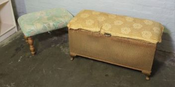 Gilt Wicker Box, 47cm high, 96cm wide, With a Stool, (2)