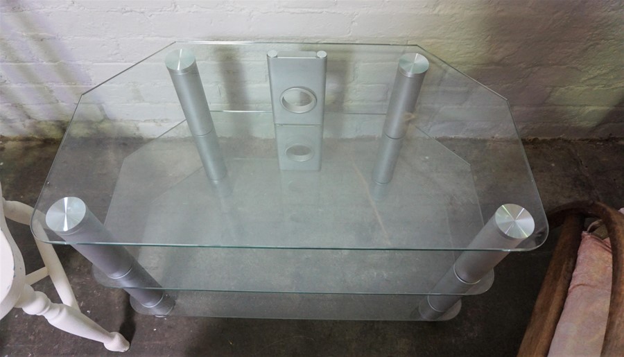 Glass TV Stand, Also with two Chairs and a Stool, (4) - Image 3 of 5