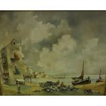 D.Piper "Continental Scene" Oil on Panel, 60cm x 74.5cm