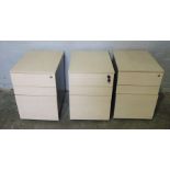 Three Similar Office Cabinets, 61cm high, 43cm wide, 60cm deep, (3)