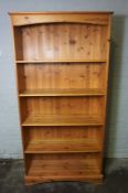 Pine Open Bookcase, 191cm high, 94cm wide, 34cm deep