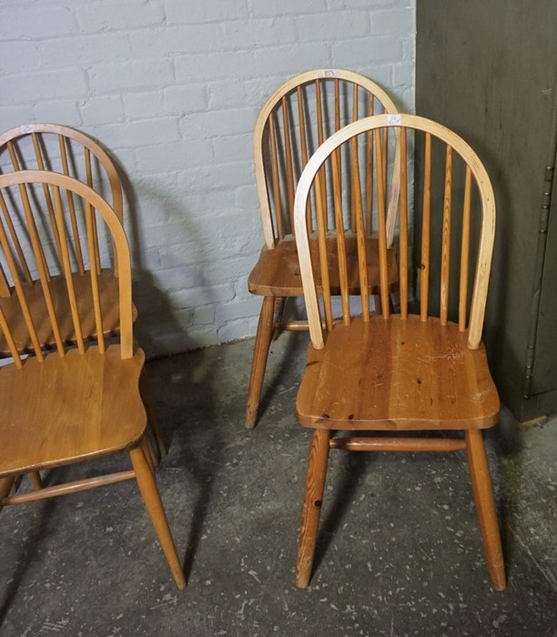 Two Pairs of Ercol Windsor style Chairs, 87cm, 95cm high, With a similar Pair of Chairs, (6) - Image 3 of 3