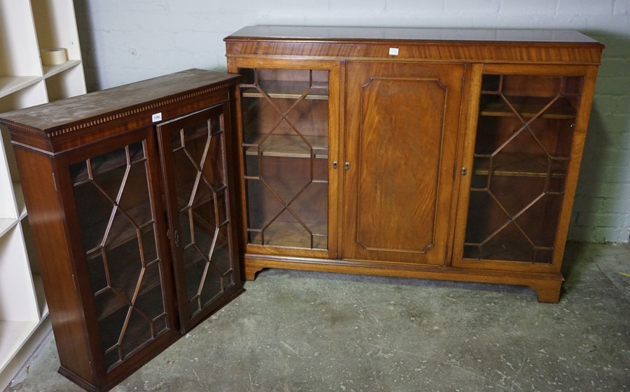 Reproduction Bureau Bookcase, Having two Glazed Astragal Doors above a Fall Front and four Graduated - Image 2 of 5