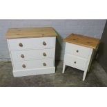 Modern Chest of Drawers, 75cm high, 75cm wide, 40cm deep, With a similar Bedside Chest, (2)