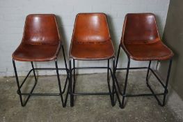 Five Matching Tan Hide Effect Breakfast Bar Stools, 96cm high, (5).