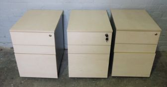 Three Similar Office Cabinets, 61cm high, 43cm wide, 60cm deep, (3)