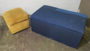 Two Fabric Covered Ottomans, Largest 43cm high, 110cm wide, (2)