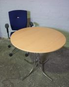 Office Circular Table, 75cm high, 90cm wide, With Chair, (2)