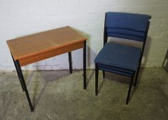 Three Office Stacking Chairs, With a Table, (4)