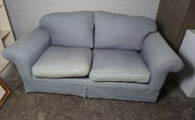 Blue Upholstered Sofa, 80cm high, 186cm wide