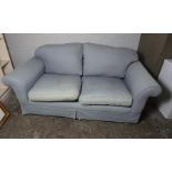 Blue Upholstered Sofa, 80cm high, 186cm wide