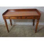 Victorian Mahogany Writing Table / Wash Stand, Having a three quarter Gallery above two small