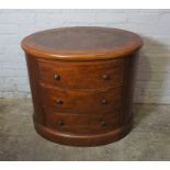 Modern Oval Chest of Drawers, Having three Drawers, 74cm high, 85cm wide, Matches lot 170