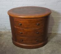 Modern Oval Chest of Drawers, Having three Drawers, 74cm high, 85cm wide, Matches lot 170