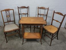 Three Matching Mahogany Inlaid Parlour Chairs, circa early 20th century, 84cm high, With an
