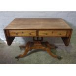 Regency Gillows style Mahogany Sofa Table, circa early 19th century, Having two small Drawers,