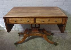 Regency Gillows style Mahogany Sofa Table, circa early 19th century, Having two small Drawers,