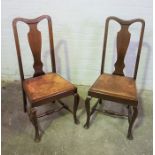 Set of Six Queen Anne style Stained Wood Dining Chairs, 101cm high, (6)