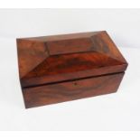 Mahogany Tea Caddy, circa 19th century, Enclosing two fitted compartments, 14cm high, 31cm wide,