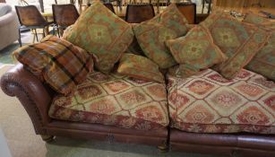Hide Three Seater Sofa, Having Kilim style Cushions, 81cm high, 250cm wide