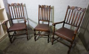 Set of Six Mahogany Dining Chairs, To include a pair of Carver chairs, 108cm high, (6)