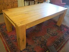 Modern Burr Wood and Pine Dining / Refectory Table, 75cm high, 200cm long, 100cm wide
