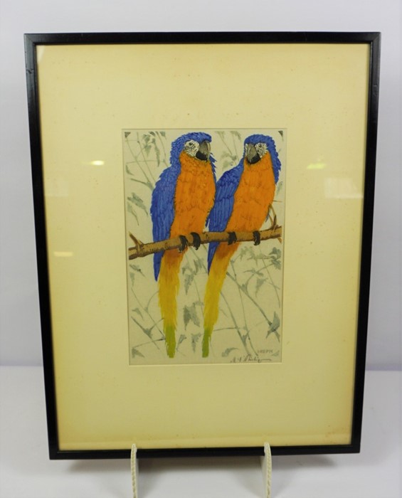 Martin E Philip (1887-1978) "Parrots Perched" Colour Woodcut, Signed in Pencil and printed Meph, - Image 2 of 3