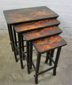 Oriental Lacquer Nest of Four Graduated Tables, Largest 65cm high, 61cm wide, 37cm deepCondition