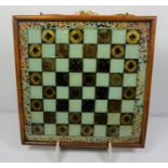 Reverse Painted Glass Chess Board, circa 19th century, Framed, 39cm wide