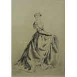 French School 19th century, "Essai De La Robe" Drypoint, Signed indistinctly and Dated 1866, 29cm