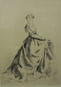 French School 19th century, "Essai De La Robe" Drypoint, Signed indistinctly and Dated 1866, 29cm