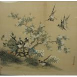 Chinese School circa late 19th / early 20th century, "Birds Flying and Perched on a Blossom Tree"