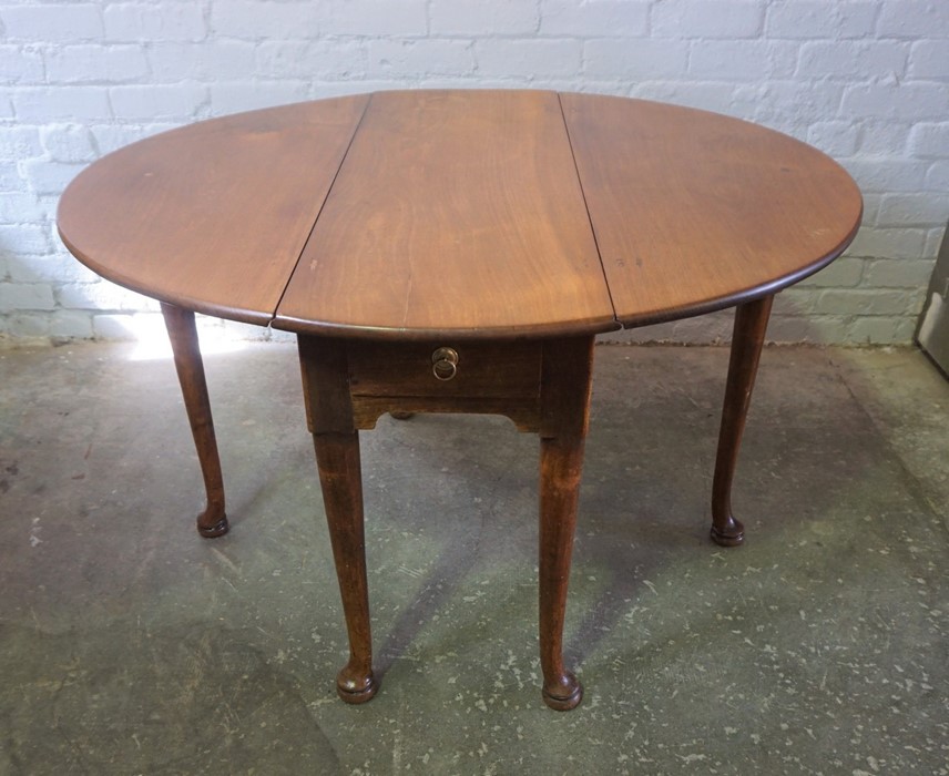 Antique Country Drop Leaf Supper Table, Having a single Drawer, Raised on six Pad foot legs, 71cm
