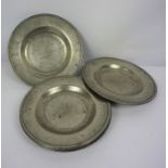 Set of Six Pewter Plates, circa 18th century, Stamped London to the underside, 15.5cm diameter, (6)