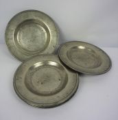 Set of Six Pewter Plates, circa 18th century, Stamped London to the underside, 15.5cm diameter, (6)