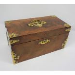 Walnut and Brass Bound Box, circa 19th century, Formerly a Tea Caddy, 16cm high, 30.5cm wide, 15.5cm