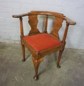 George III Stained Wood Corner Chair, Raised on Pad foot, (old worm to the underside) 78cm high
