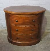 Modern Oval Chest of Drawers, Having three Drawers, 74cm high, 85cm wide, Matches lot 169