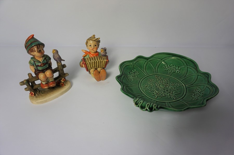 Six Assorted Hummel Figures, With a Staffordshire Ornament, Modelled as a House, And six Green - Image 2 of 6