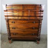 Victorian Scottish Mahogany Chest of Drawers, Having small Drawers above three long Drawers, 147cm